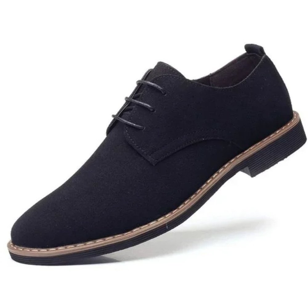 NEW 𝅺MEN'S Suede Dress Shoes Casual Black Oxfords
